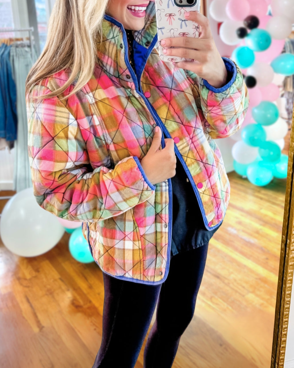 Colorful Plaid Quilted Jacket