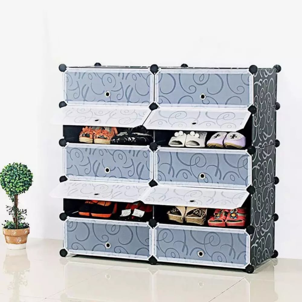 2 Column 5 Layer Updoor Shoe Rack. Dust Proof Shoe Cabinet with Doors
