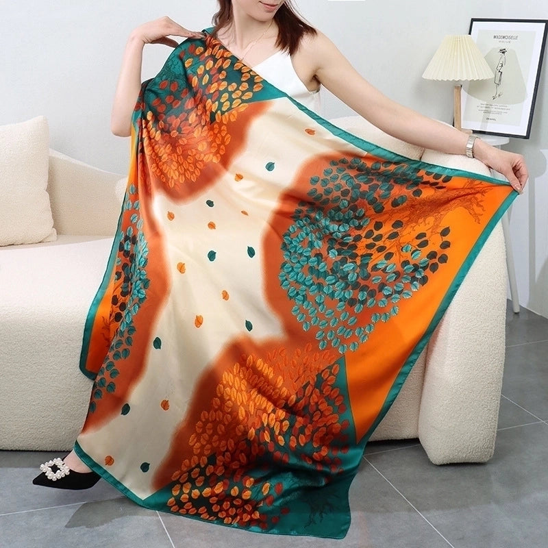 Women's Vintage Style Letter Color Block Polyester Silk Scarves