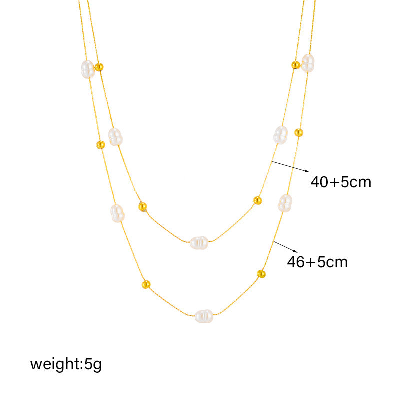 Pearl Titanium Steel Electroplating Necklaces