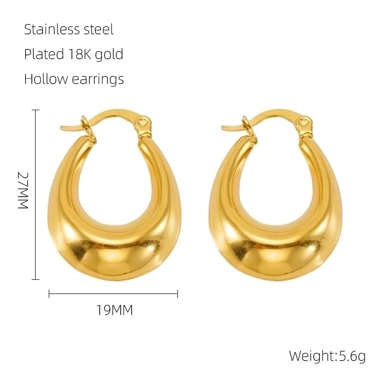 1 Pair Retro Solid Color Plating 304 Stainless Steel 18K Gold Plated Earrings