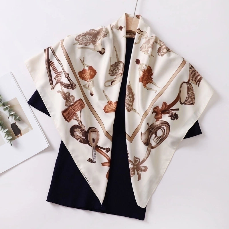 Women's Fashion Geometric Satin Silk Scarves