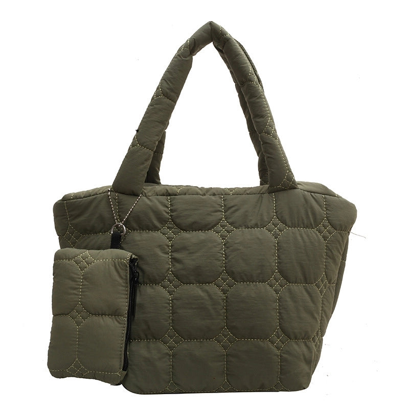 Women's All Seasons Nylon Solid Color Streetwear Square Zipper Shoulder Bag Tote Bag