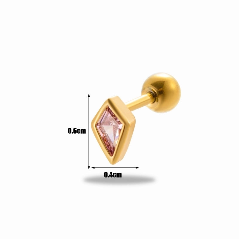 1 Piece Ear Cartilage Rings & Studs Minimalist Classic Style Rhombus 316L Stainless Steel  Copper Plating Inlay Zircon