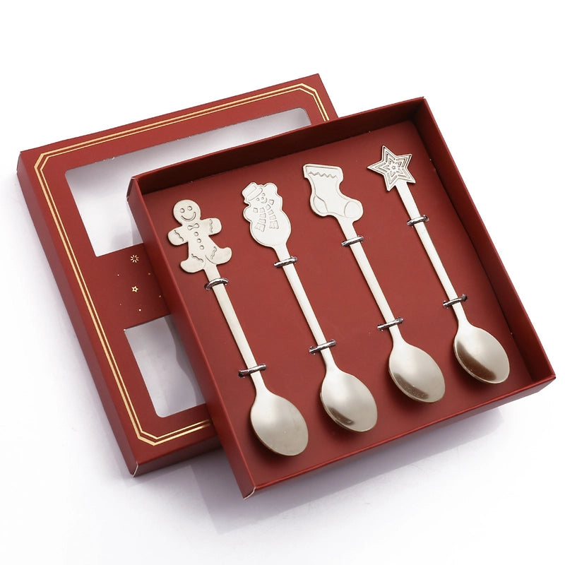 Christmas Cute Christmas Socks Gingerbread Snowman 410 Stainless Steel Spoon 1 Piece 1 Set