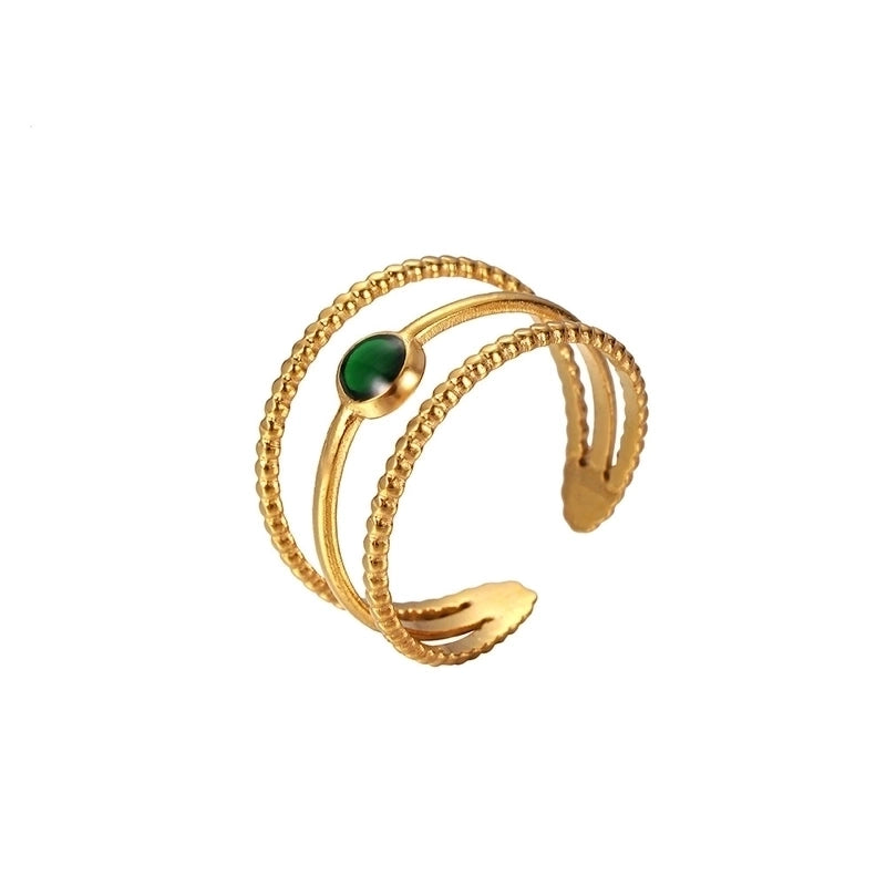 Vintage Style Color Block Stainless Steel 18K Gold Plated Plating Open Rings