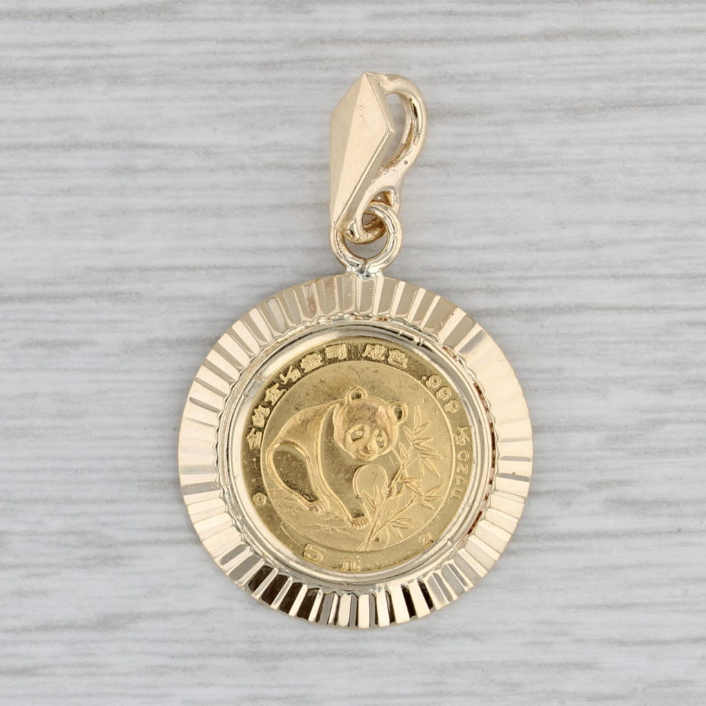 Authentic 1988 Panda Coin Pendant 14k 1/20 oz 999 Fine Gold 5 Yuan