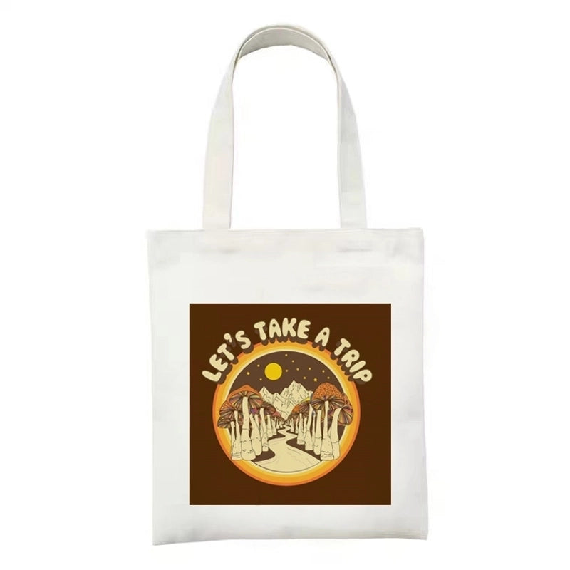 Women's Minimalist Flower Mushroom Shopping Bags