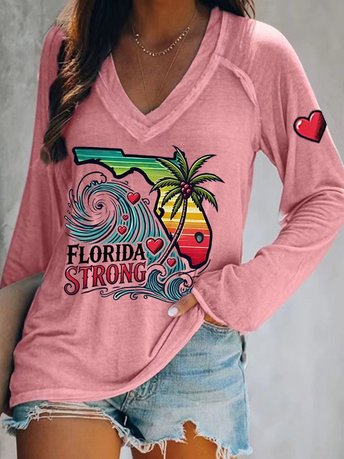 Women's Florida Strong Printed V-Neck T-Shirt