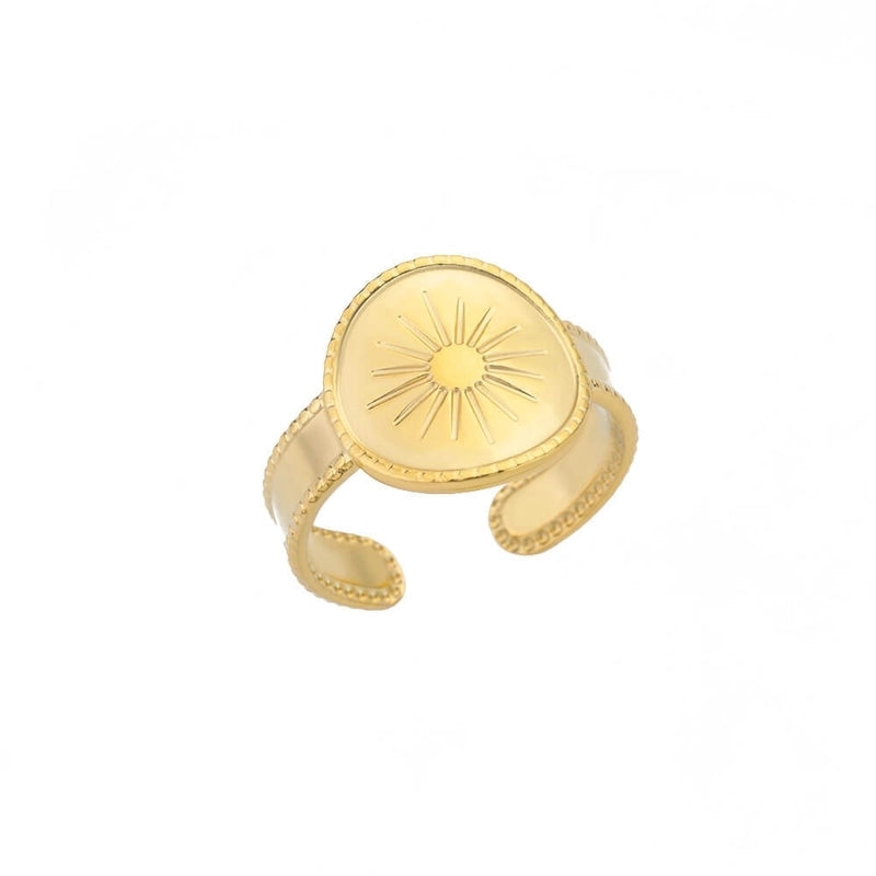 Minimalist Geometric Round Heart Shape 304 Stainless Steel 18K Gold Plated Plating Open Rings