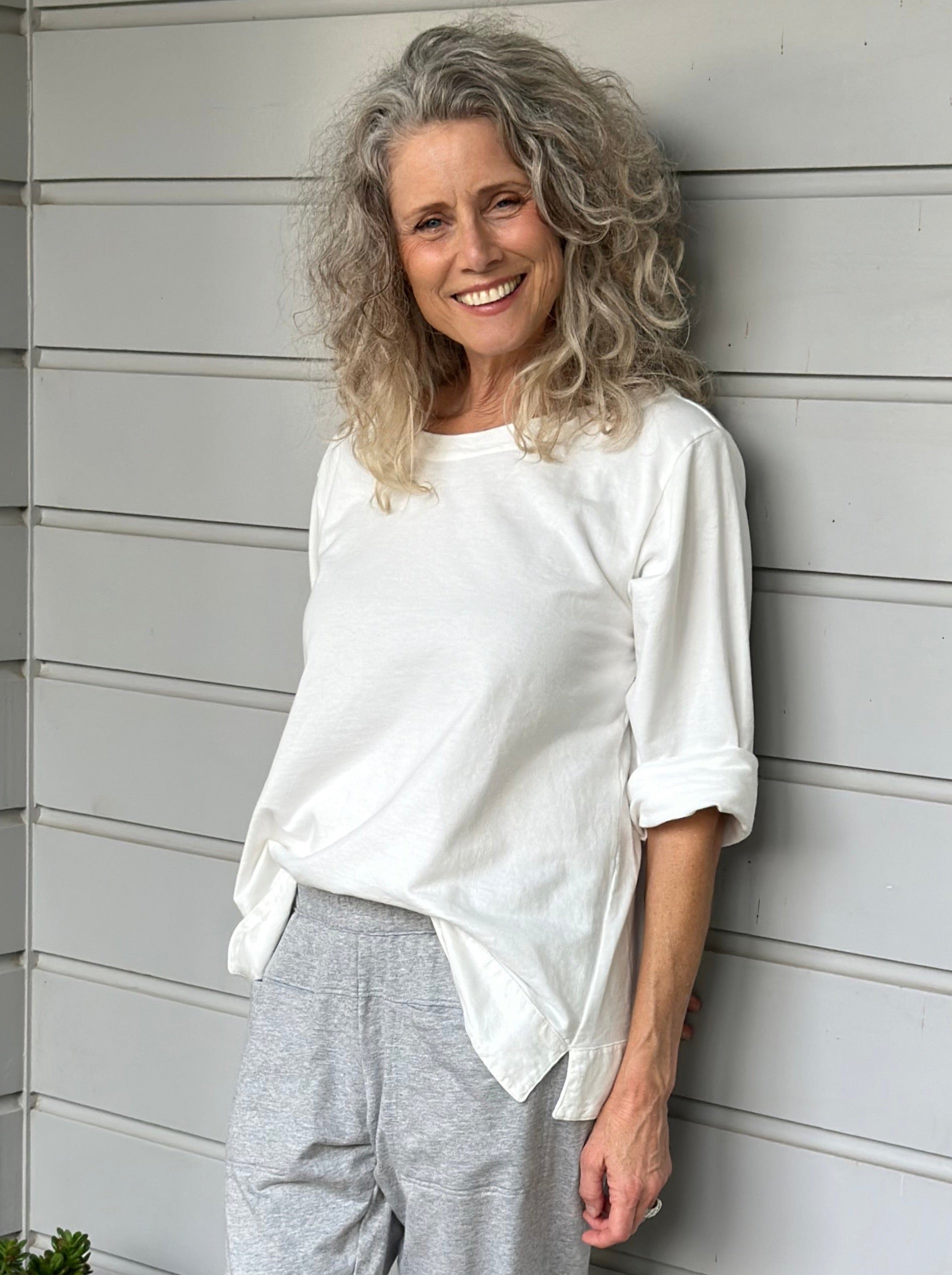april top - winter white  knit