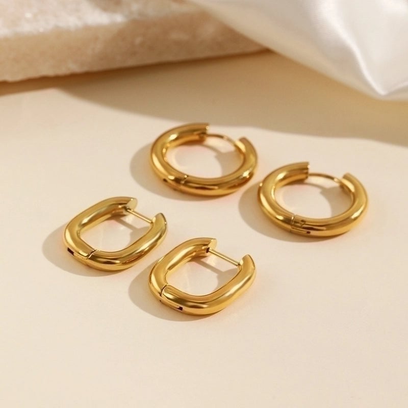 1 Pair Minimalist Circle Plating 304 Stainless Steel Stainless Steel Earrings