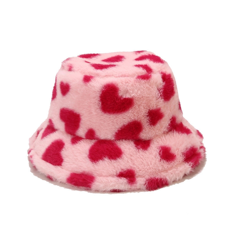 Women's Ig Style Heart Shape Printing Wide Eaves Bucket Hat