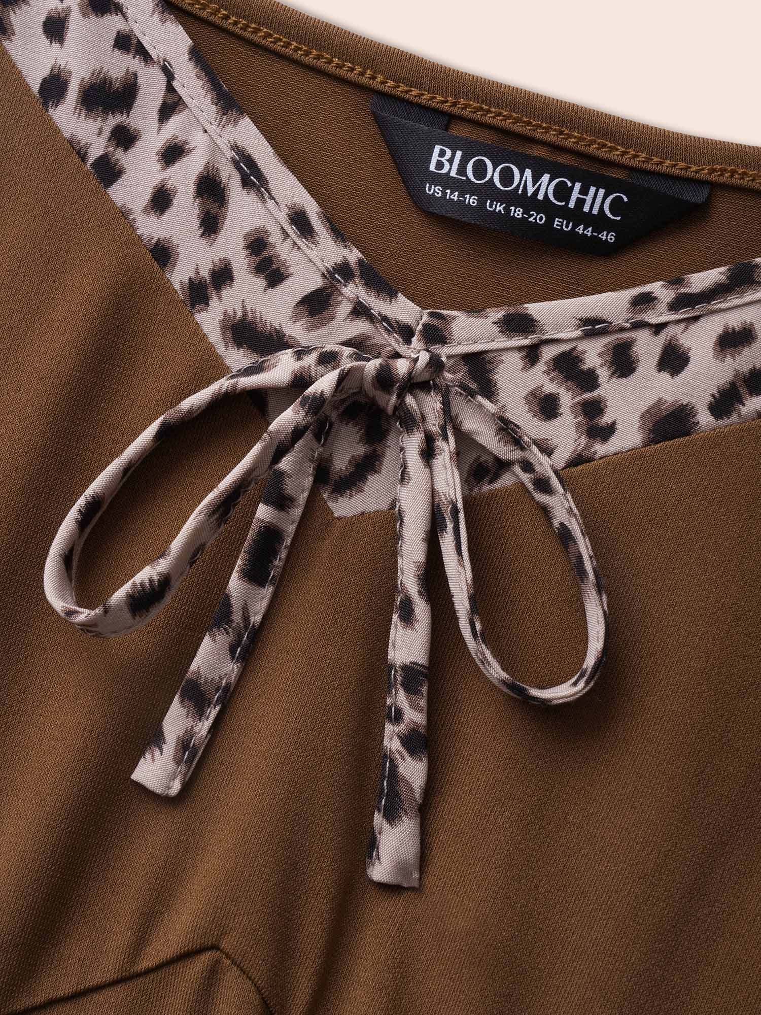 Leopard Print Patchwork Ties Cami Dress