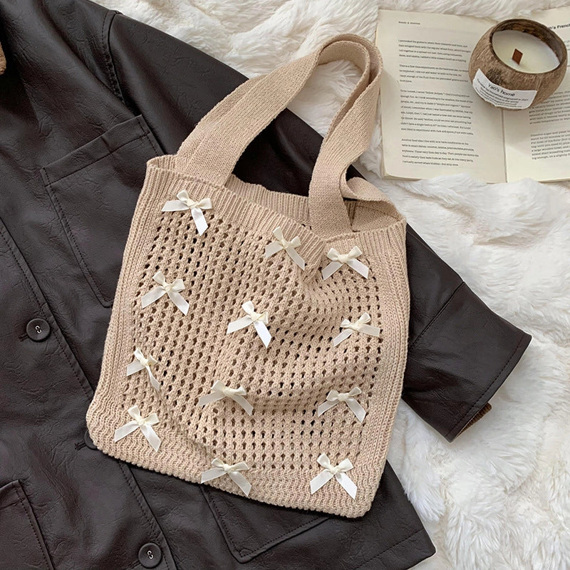 Women's Medium Polyester Solid Color Cute Preppy Style Bucket Open Shoulder Bag