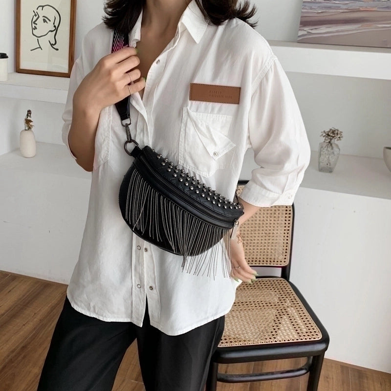 Women's Streetwear Stripe Pu Leather Waist Bags