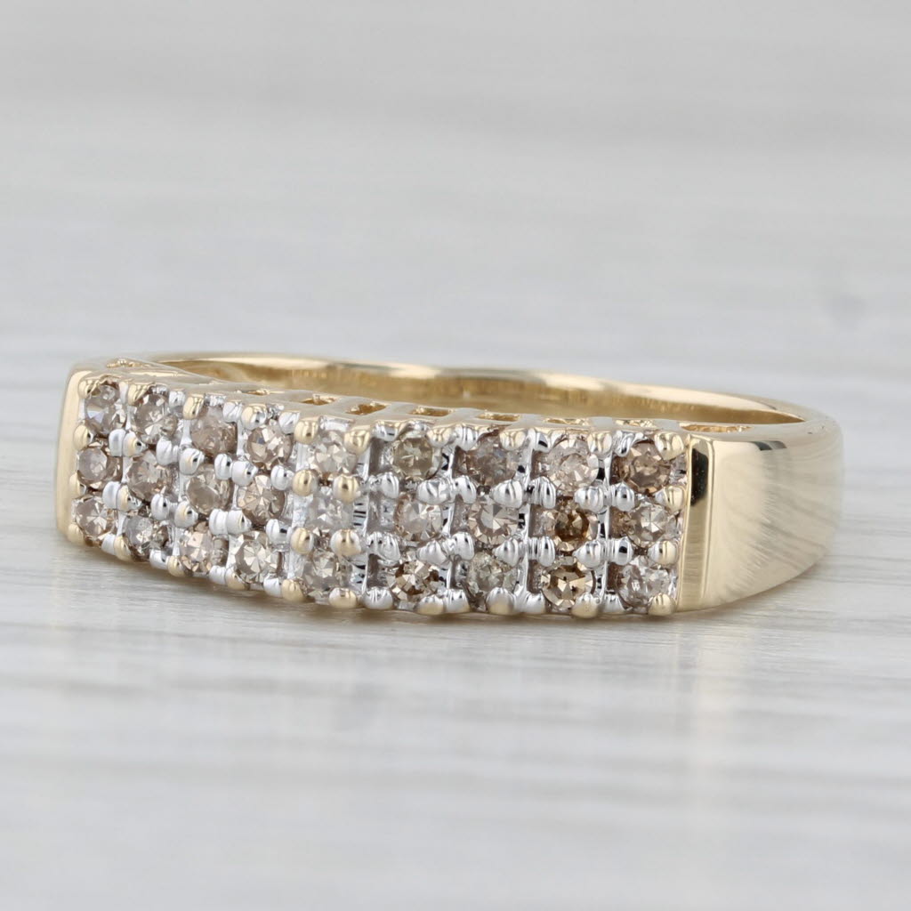 0.27ctw Diamond Rooftop Tiered Ring 10k Yellow Gold Size 8 Stackable Anniversary