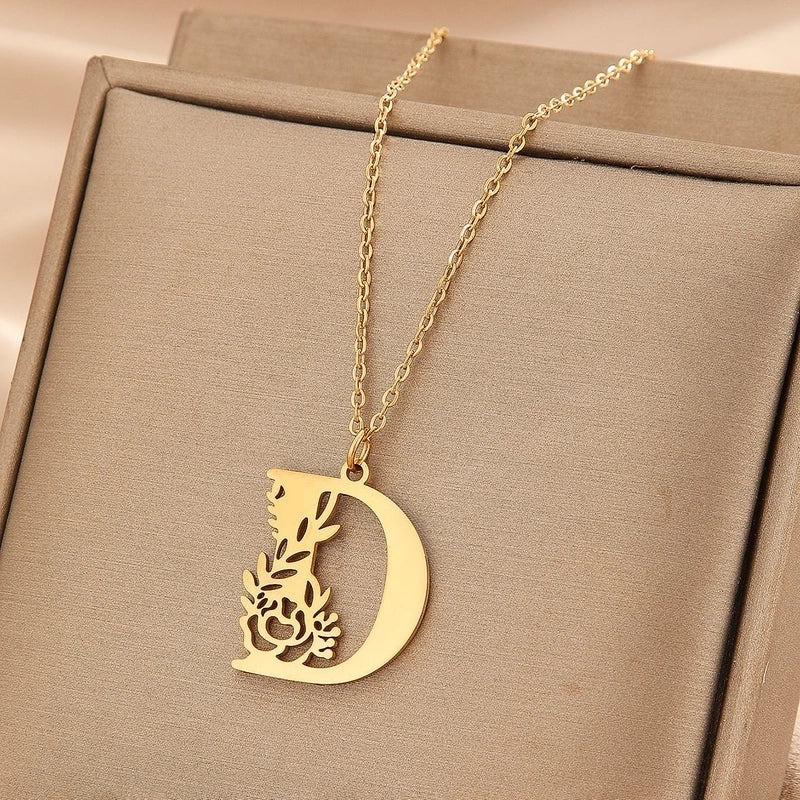 Basic Classic Style Letter Stainless Steel Plating Pendant Necklace