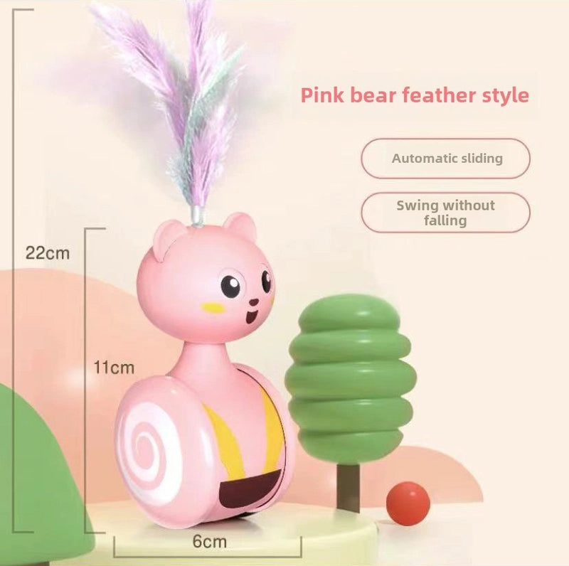 Colorful Feather Cat Toy Weeble Wobble Toy For Cats Interactive Cat Scratch Small Ball For Kittens Fun Self Entertaining