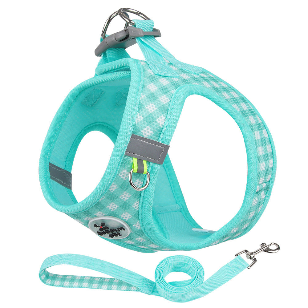 Plaid Pattern Breathable Dog Harness&Leash