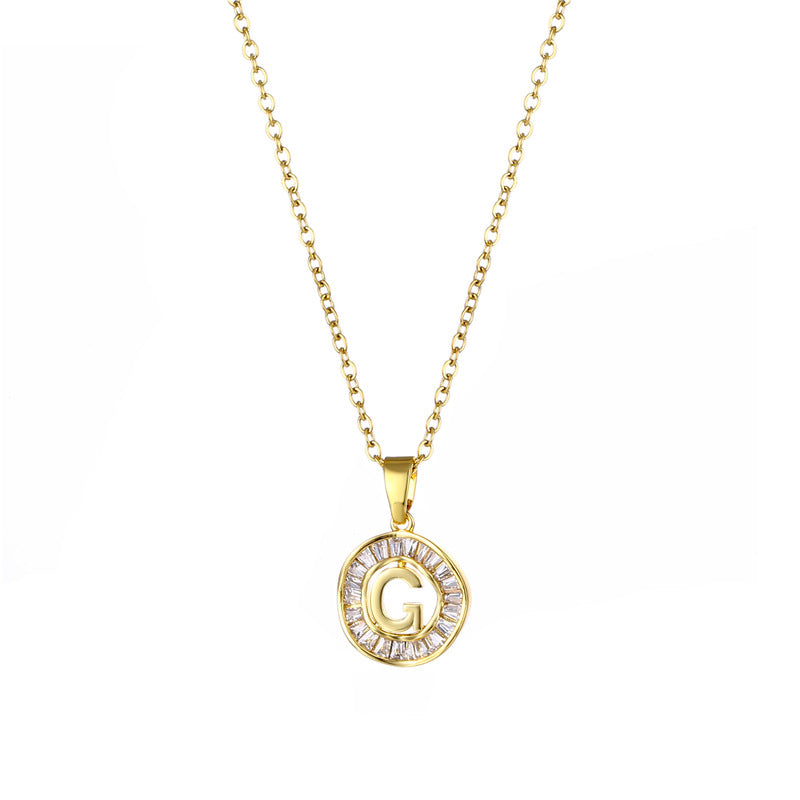 Natural Letter Text Number Stainless Steel Electroplating Necklaces