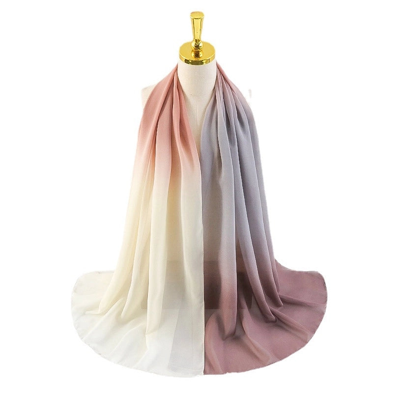 New 75D Chiffon Scarf Spring Long Scarf Gradient Scarf Spring And Autumn Building Season Scarf Women Factory