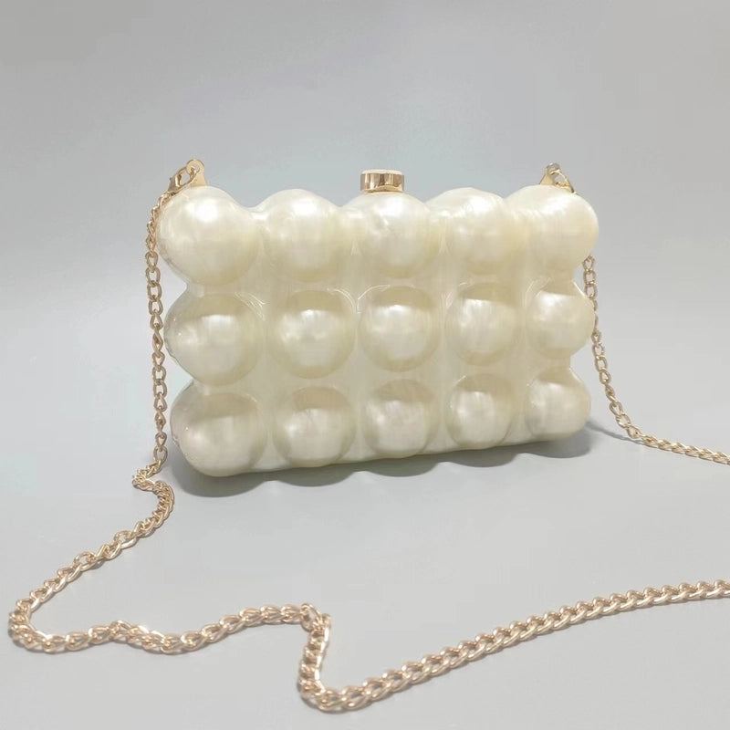 White Rose Red Green Arylic Solid Color Square Evening Bags