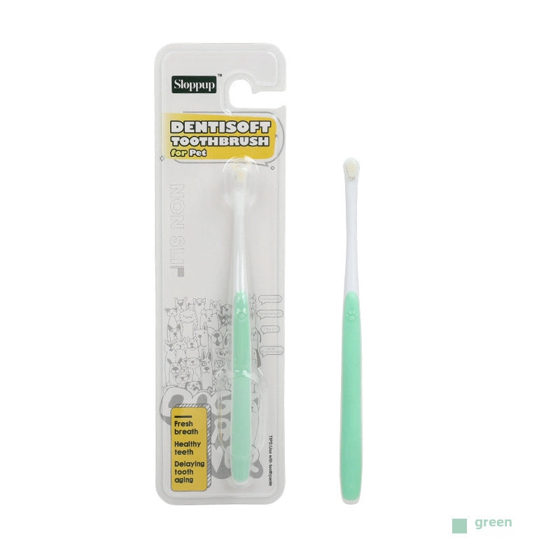 Cat Toothbrush Cat Dog Oral Cleaning Small Head Dog Toothbrush Plastic Soft Bristle Pet Toothbrush Pet Supplies