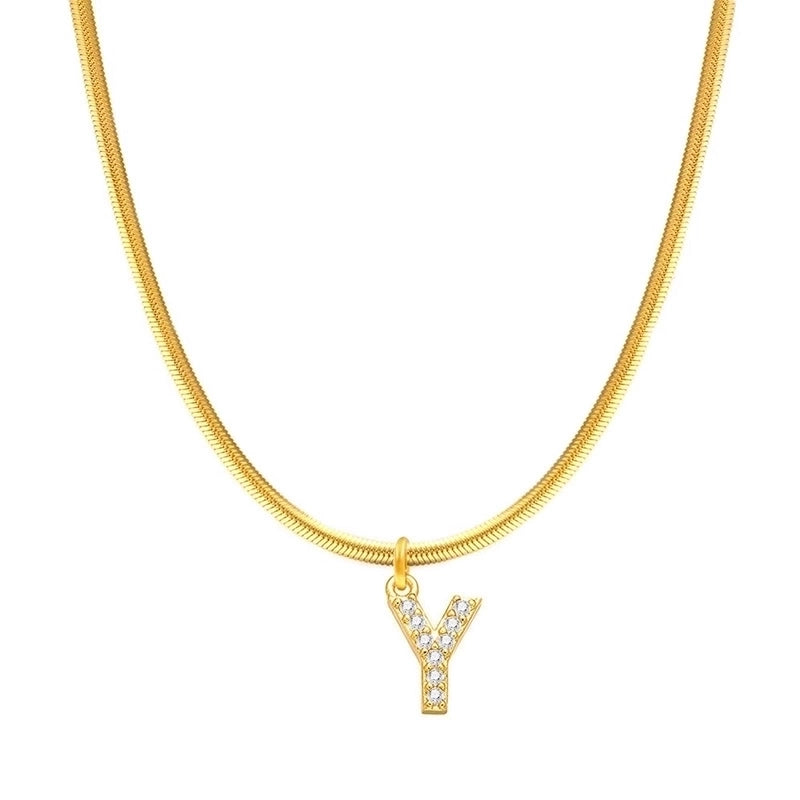 304 Stainless Steel Copper Retro Classic Style Inlay Letter Zircon Pendant Necklace
