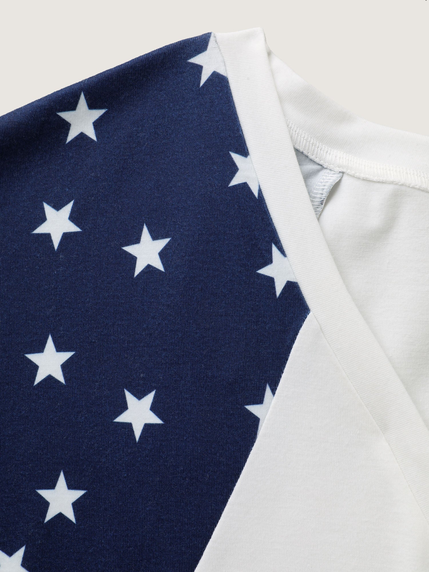 American Flag Print V-Neck T-Shirt