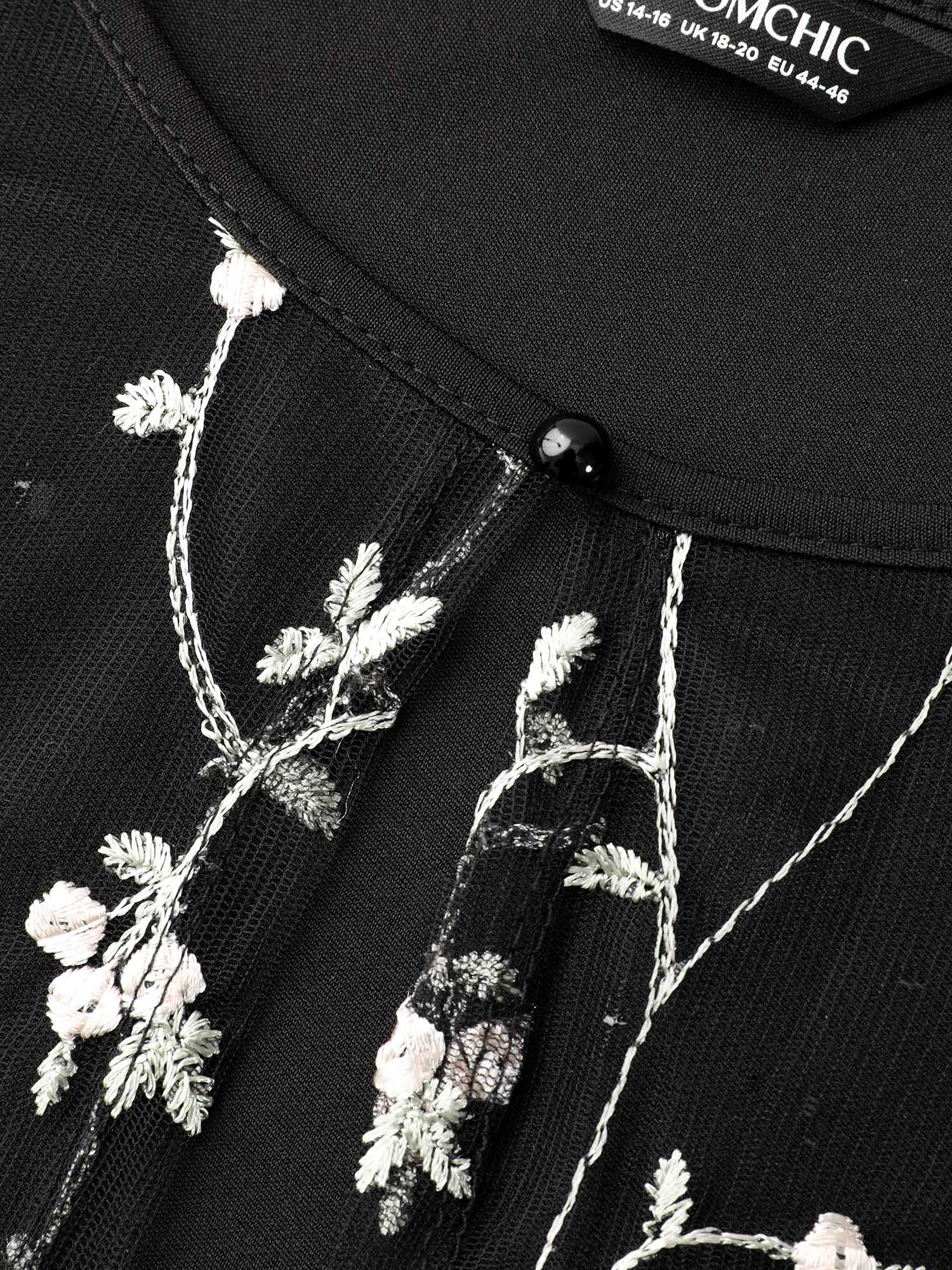 Round Neck Floral Embroidered  Dress