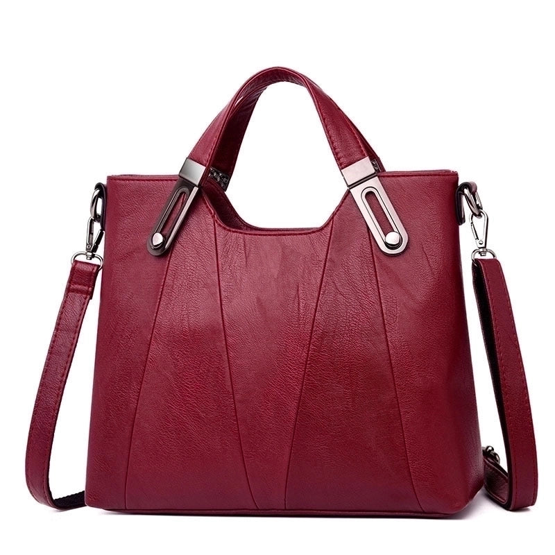 Women's Medium Leather Solid Color Vintage Style Square Zipper Tote Bag