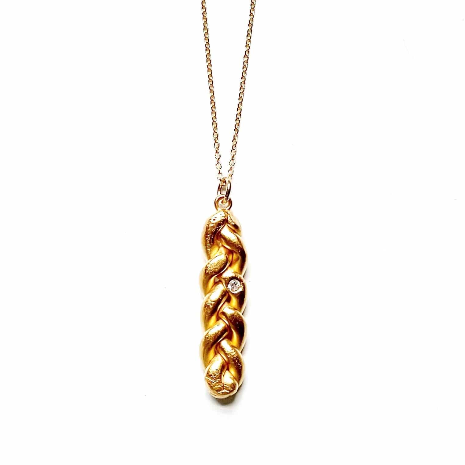 Challah Pendant Necklace - Gold Vermeil