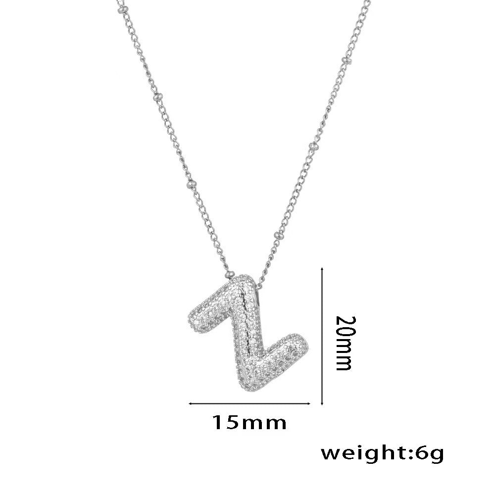 New Micro-Inlaid Zircon 26 Letter Pendant Necklace Copper Plated 18K Gold Fashionable And Classic