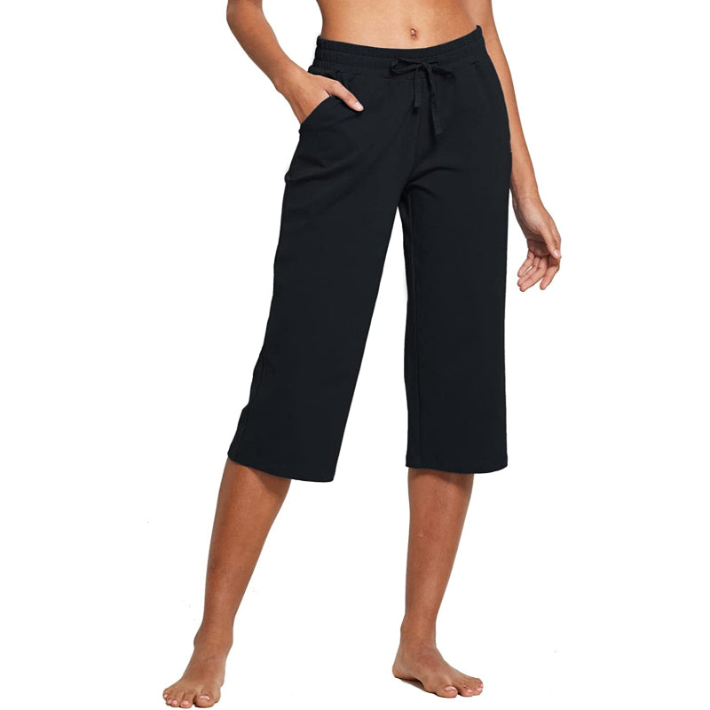 Women's Active Yoga Lounge Capri Pocketed Walking Crop Pants