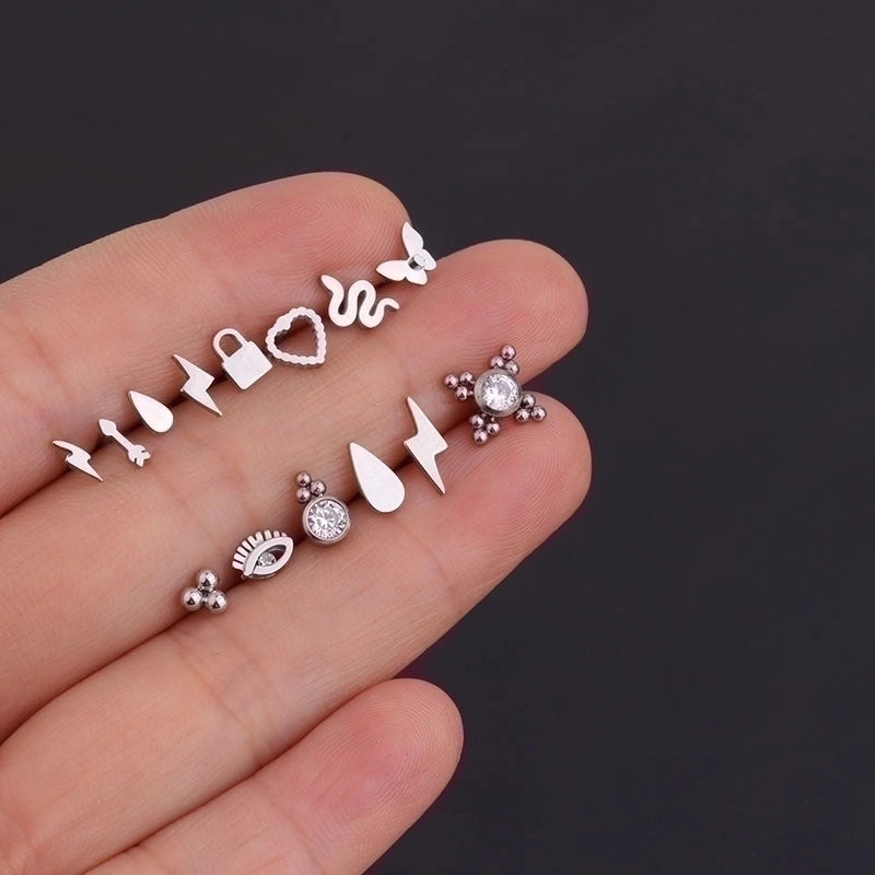 Ear Cartilage Rings & Studs Geometric 316L Stainless Steel  Plating