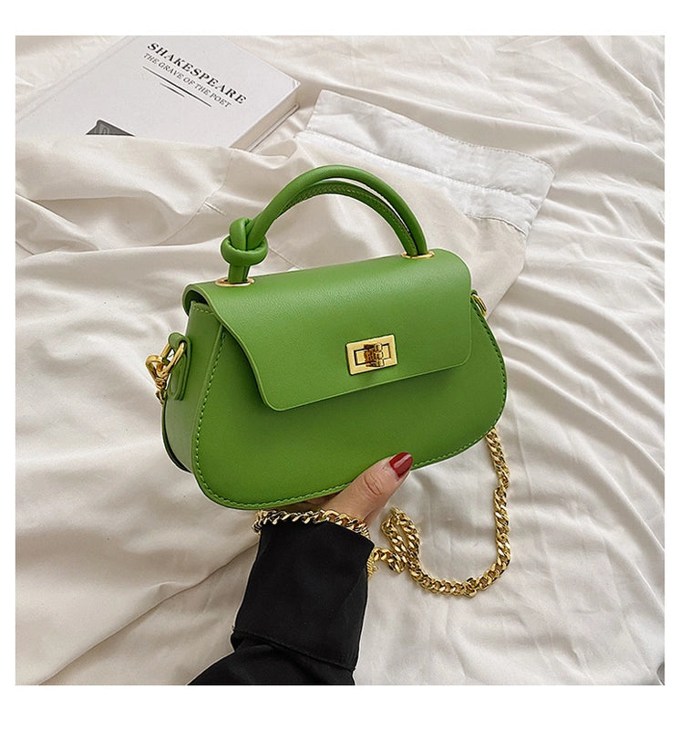Women's Medium Pu Leather Solid Color Elegant Classic Style Lock Clasp Crossbody Bag