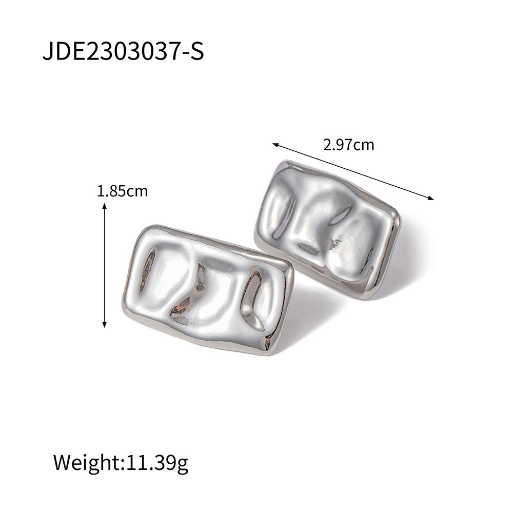 IG Style Circle Geometric Stainless Steel 18K Gold Plated Earrings