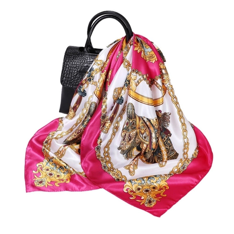 Women's Lady Monogram Satin Printing Silk Scarf