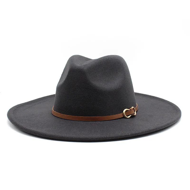 Fashion Autumn And Winter New Black Woolen Hat Jazz Hat For Men And Women 9.5cm
