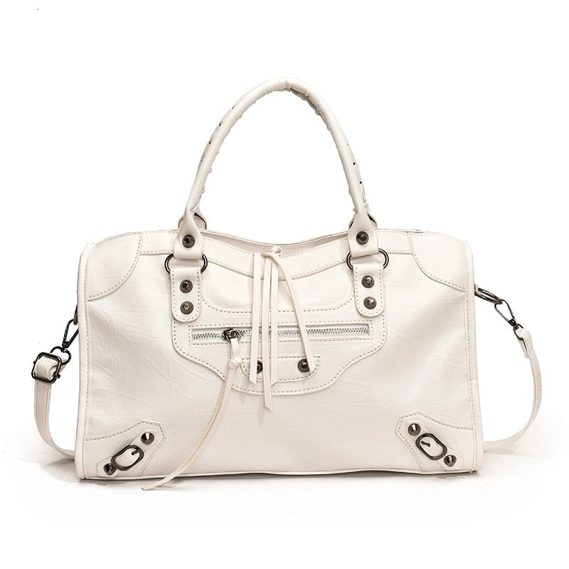 Women's Large Pu Leather Solid Color Vintage Style Ethnic Style Square Zipper Handbag