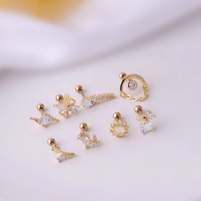 Ear Cartilage Rings & Studs Fashion Flower 316L Stainless Steel  Copper