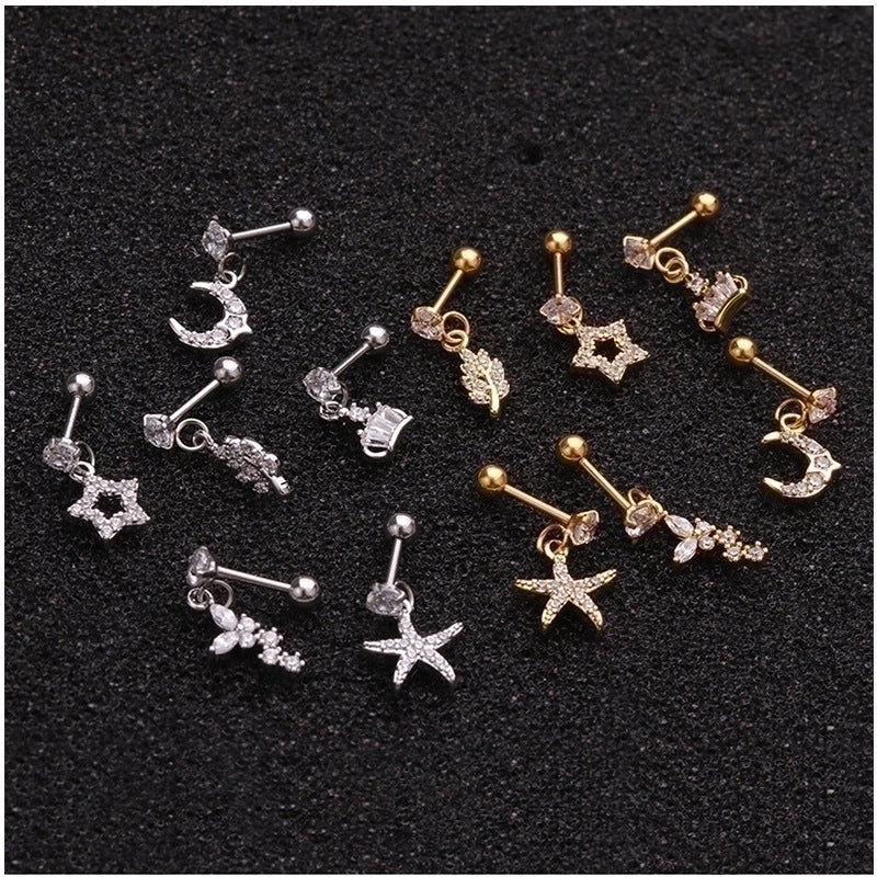 Ear Cartilage Rings & Studs Fashion Pentagram Copper