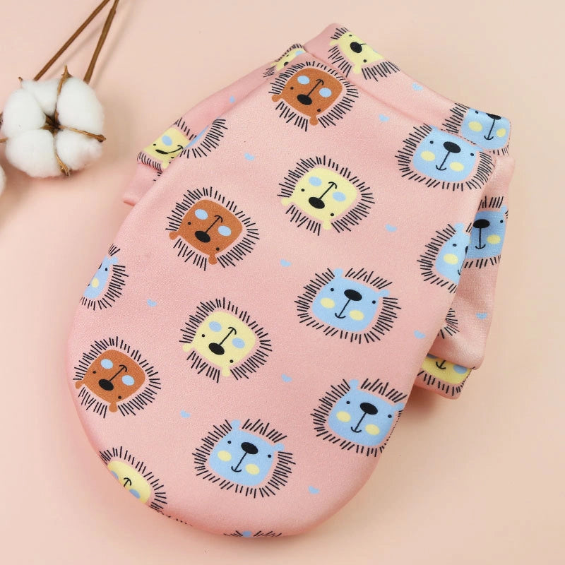 Cartoon Printed Fleece-lined Two-paw Sweatshirt For Dogs Cats Spring Autumn Winter Pullover Style Teddy Supplies Clothes