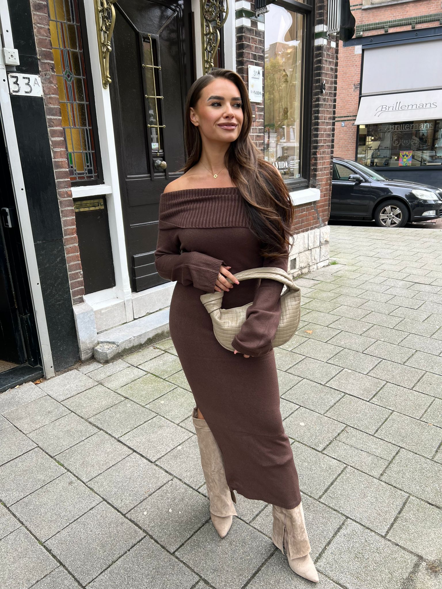 Gaby Off Shoulder Maxi Dress Choco