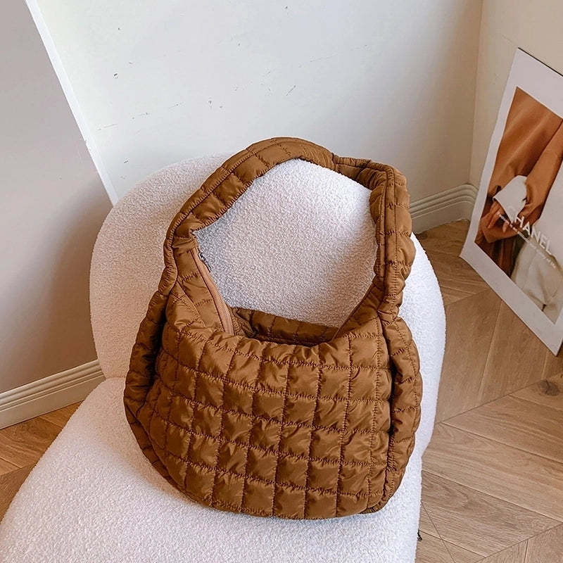 Women's Nylon Solid Color Basic Pillow Shape Zipper Shoulder Bag Crossbody Bag