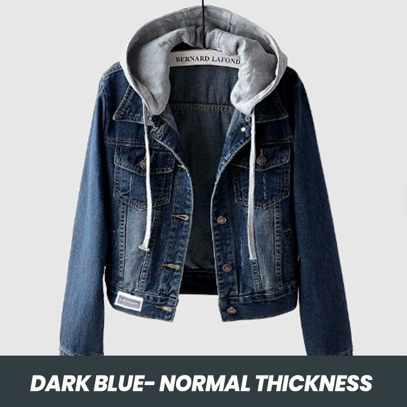 💥Hot Sale🎉Women's Removable Hooded Short Denim Jacket