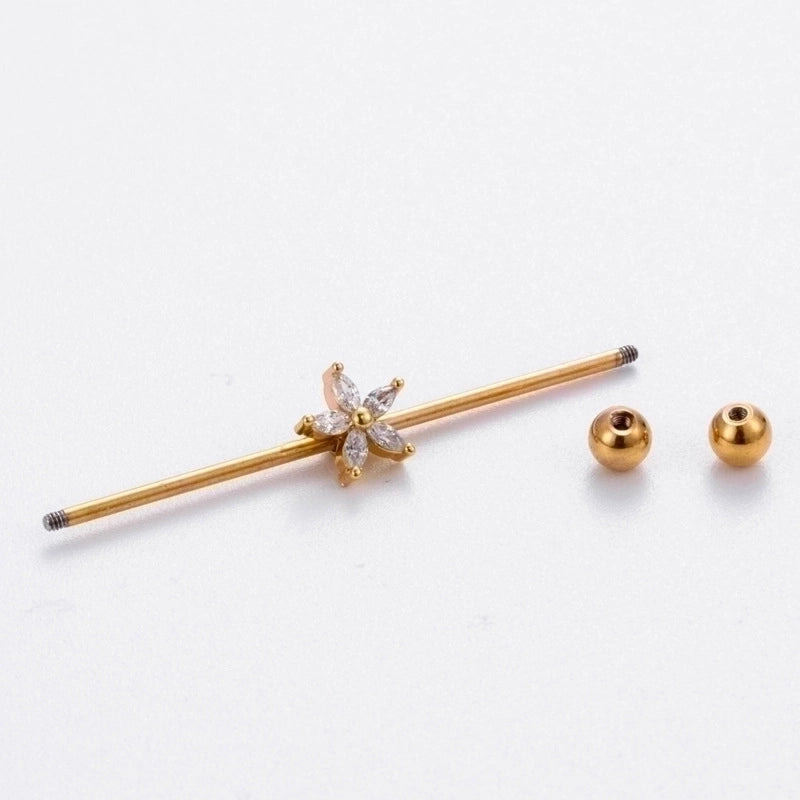 1 Piece Ear Cartilage Rings & Studs Vintage Style Heart Shape Wings Flower 316L Stainless Steel  Copper Plating Inlay Zircon