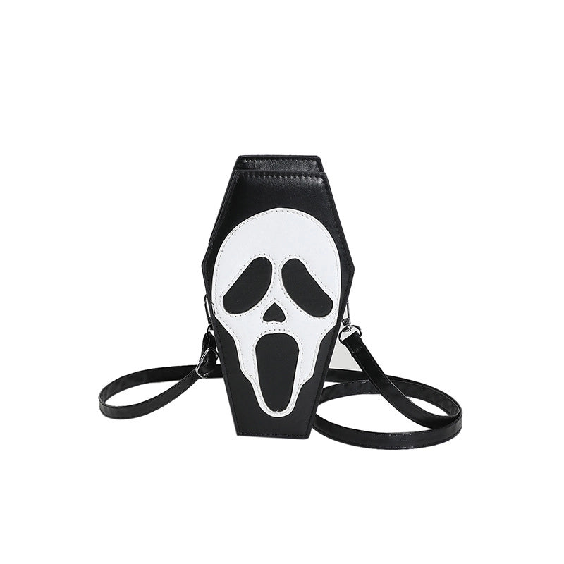 Halloween Women's Small Pu Leather Spider Web Skull Basic Sewing Thread Zipper Shoulder Bag Crossbody Bag