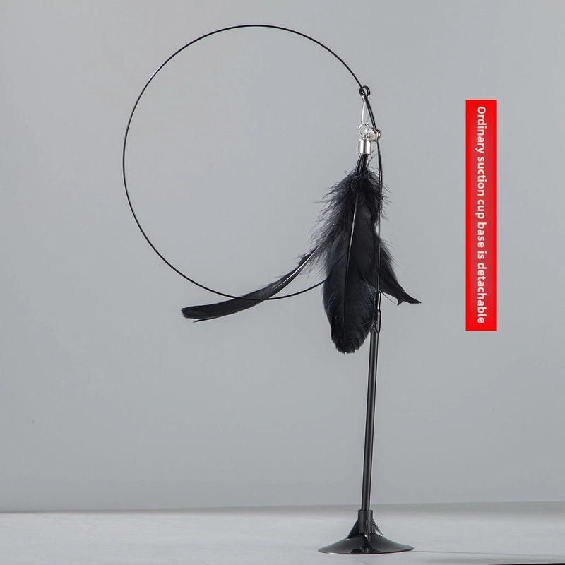 Upgrade Glue Suction Cup Steel Wire Rod Feather Tease Cat Stick Cat Self-Hi Relief Mi Toy Supplies